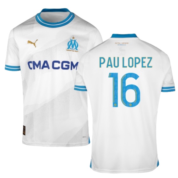 MAILLOT OM DOMICILE 2023 2024 PAU LOPEZ