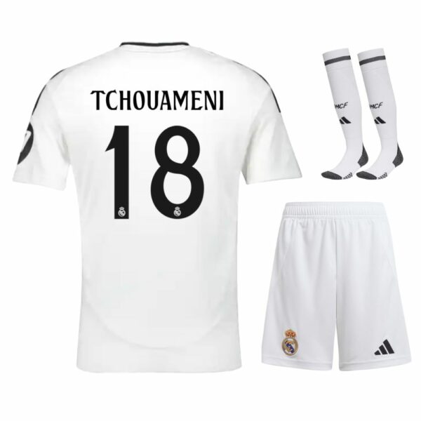 Maillot Kit Enfant Real Madrid Domicile 2024 2025 Tchouaméni